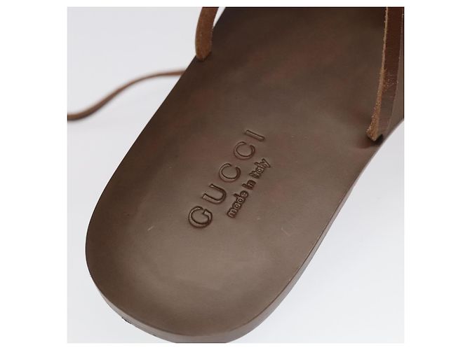 Sandali GUCCI Legno Metallo 6 1/2 Marrone Oro Argento 563515 Auth bs19479V D'oro - vista 22