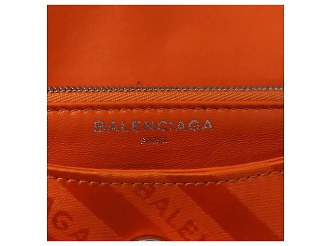 BB Round Balenciaga Borsa a spalla rotonda Chain BB in nylon arancione 501681 Auth bs19960V - vista 19