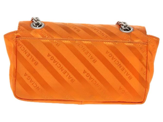 BB Round Balenciaga Borsa a spalla rotonda Chain BB in nylon arancione 501681 Auth bs19960V - vista 2