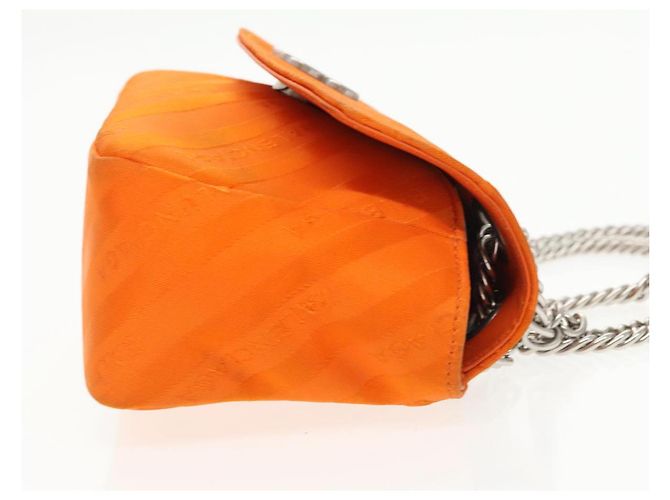 BB Round Balenciaga Borsa a spalla rotonda Chain BB in nylon arancione 501681 Auth bs19960V - vista 3