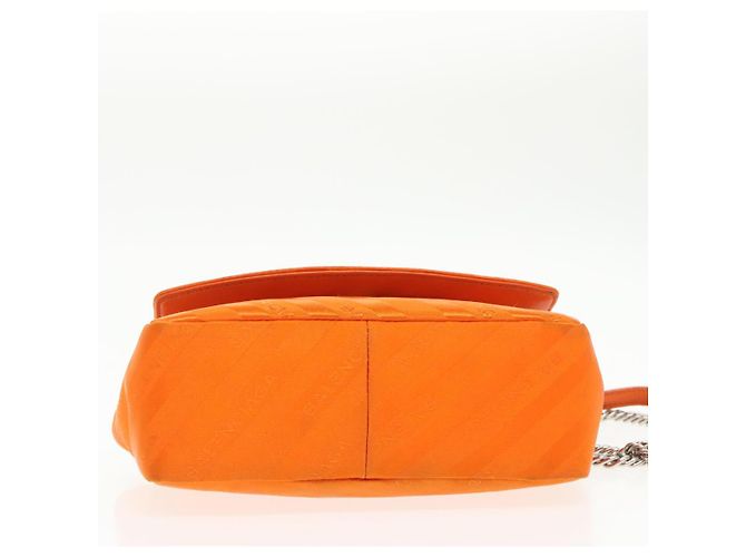 BB Round Balenciaga Borsa a spalla rotonda Chain BB in nylon arancione 501681 Auth bs19960V - vista 5