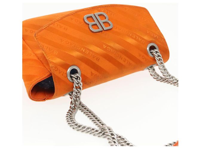BB Round Balenciaga Borsa a spalla rotonda Chain BB in nylon arancione 501681 Auth bs19960V - vista 6