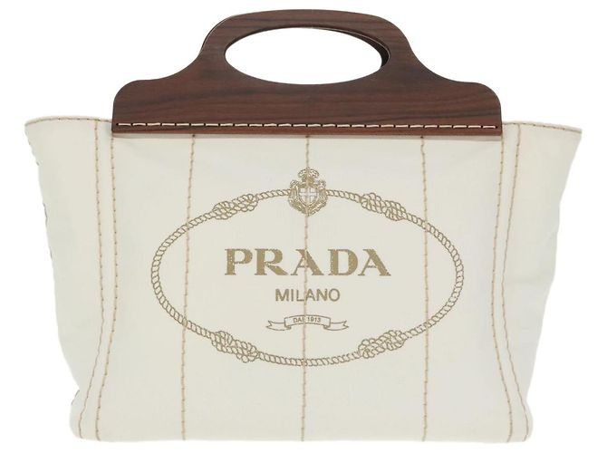 PRADA Borsa Canapalage in Tela Bianca Argento 1BG350 Auth 101308SV Bianco - vista 13