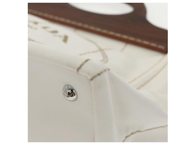 PRADA Borsa Canapalage in Tela Bianca Argento 1BG350 Auth 101308SV Bianco - vista 16