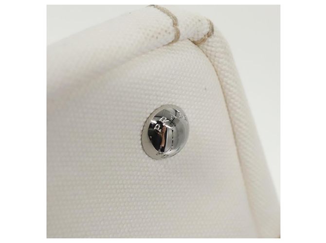 PRADA Borsa Canapalage in Tela Bianca Argento 1BG350 Auth 101308SV Bianco - vista 19