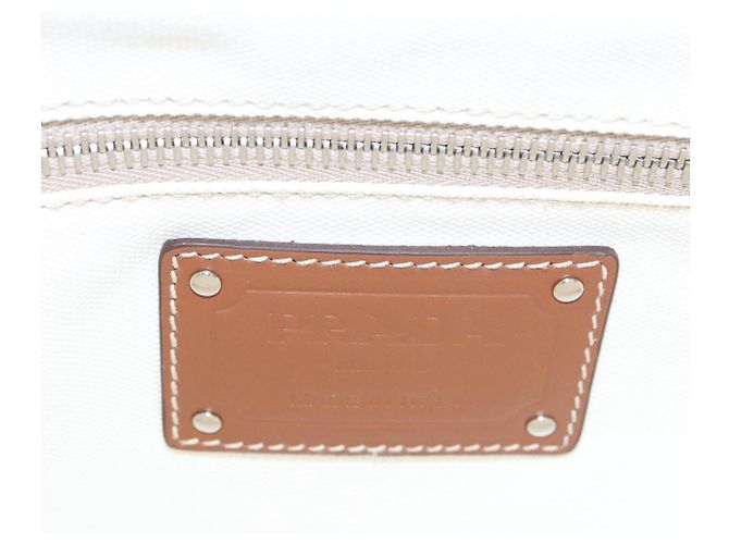PRADA Borsa Canapalage in Tela Bianca Argento 1BG350 Auth 101308SV Bianco - vista 20