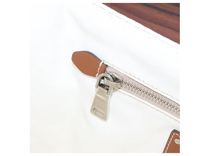 PRADA Borsa Canapalage in Tela Bianca Argento 1BG350 Auth 101308SV Bianco - vista 23