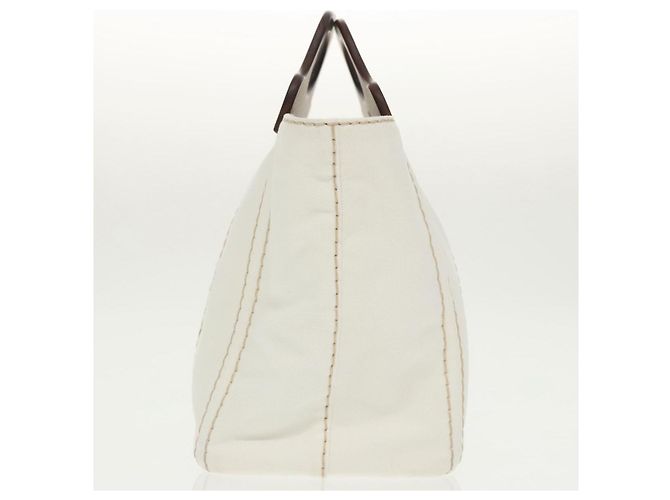 PRADA Borsa Canapalage in Tela Bianca Argento 1BG350 Auth 101308SV Bianco - vista 3