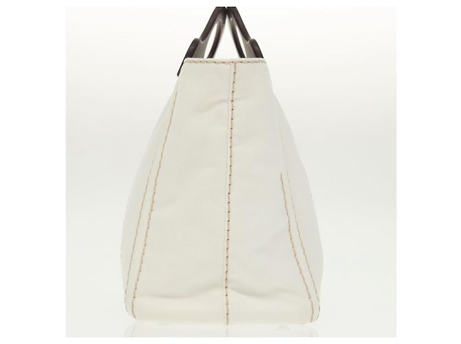 PRADA Borsa Canapalage in Tela Bianca Argento 1BG350 Auth 101308SV Bianco - vista 4