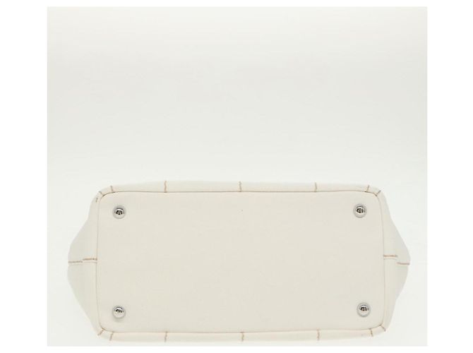 PRADA Borsa Canapalage in Tela Bianca Argento 1BG350 Auth 101308SV Bianco - vista 5