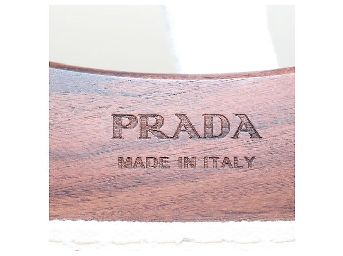 PRADA Borsa Canapalage in Tela Bianca Argento 1BG350 Auth 101308SV Bianco - vista 9
