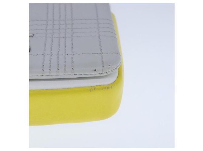 Burberry Borsa a spalla TB Chain in pelle bianca e gialla Auth 102462V Bianco Giallo - vista 11