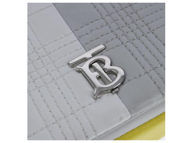 Burberry Borsa a spalla TB Chain in pelle bianca e gialla Auth 102462V Bianco Giallo - vista 14