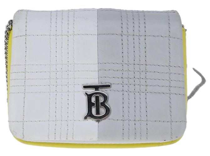 Burberry Borsa a spalla TB Chain in pelle bianca e gialla Auth 102462V Bianco Giallo - vista 2