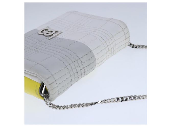Burberry Borsa a spalla TB Chain in pelle bianca e gialla Auth 102462V Bianco Giallo - vista 6