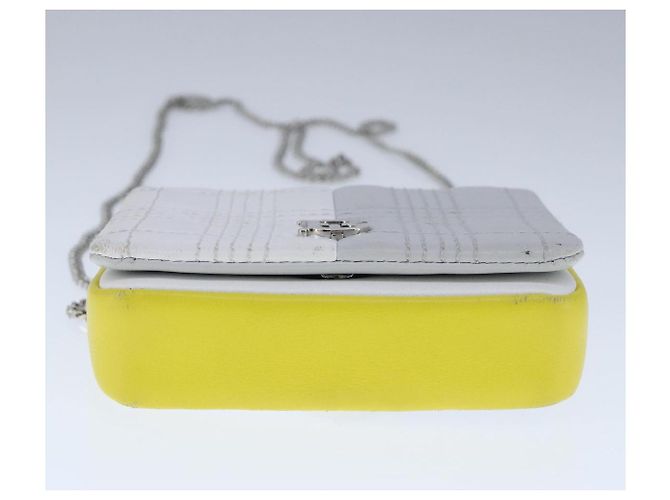 Burberry Borsa a spalla TB Chain in pelle bianca e gialla Auth 102462V Bianco Giallo - vista 9
