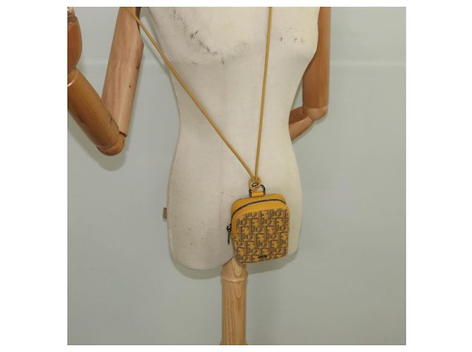 Borsa a Spalla in Tela Trotter Christian Dior Gialla Argento Auth 100623V Giallo - vista 21