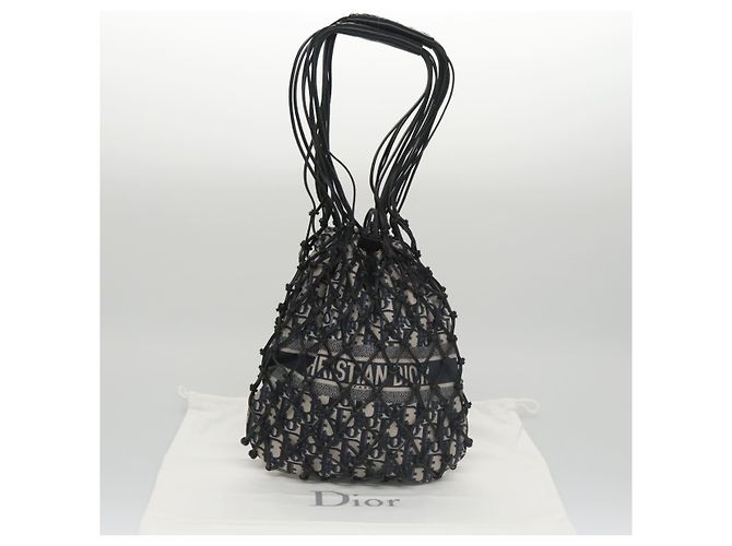 Borsa a mano in tela Trotter Christian Dior blu Auth 97952SV Blu navy - vista 12