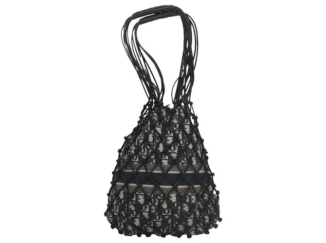 Borsa a mano in tela Trotter Christian Dior blu Auth 97952SV Blu navy - vista 2