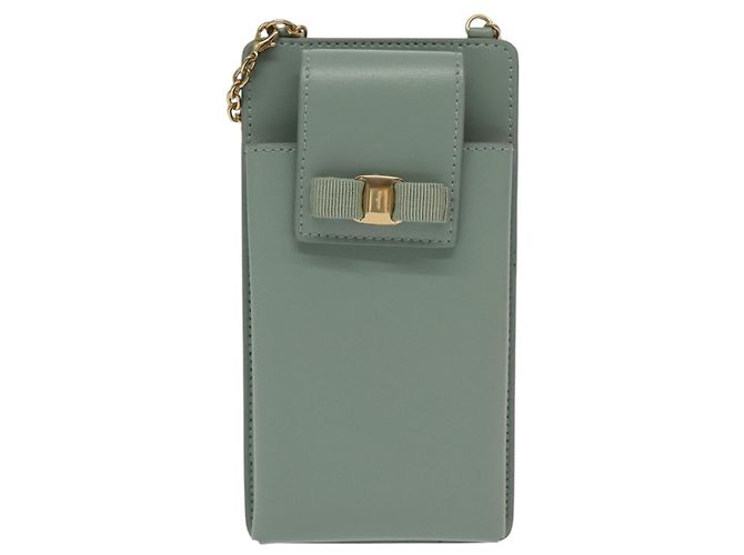 Borsa a spalla in pelle per smartphone Salvatore Ferragamo blu Auth 105369V - vista 13