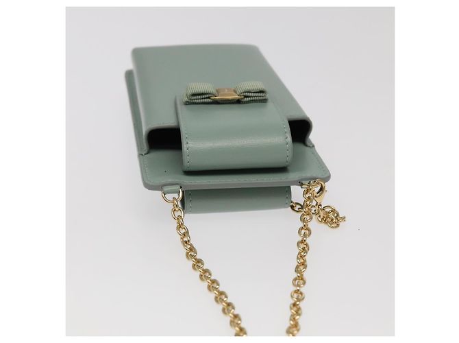 Borsa a spalla in pelle per smartphone Salvatore Ferragamo blu Auth 105369V - vista 6