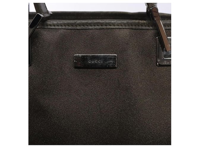 Borsa Tote GUCCI Satin Marrone Argento 002 1099 Auth bs27787 - vista 18