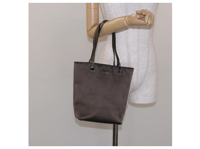 Borsa Tote GUCCI Satin Marrone Argento 002 1099 Auth bs27787 - vista 22