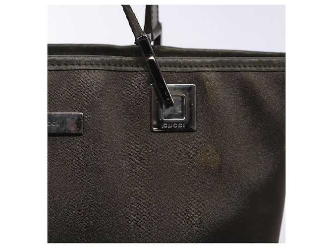 Borsa Tote GUCCI Satin Marrone Argento 002 1099 Auth bs27787 - vista 9