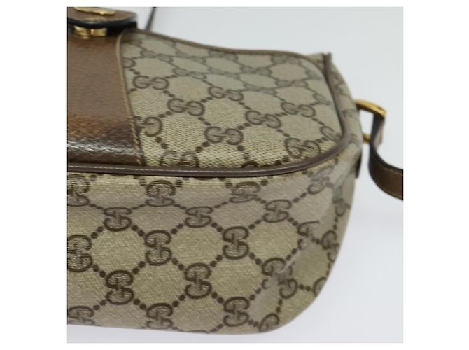 Borsa a Spalla GUCCI GG Supreme Web Sherry Line PVC Beige Oro Rosso Auth ep9570 D'oro - vista 14