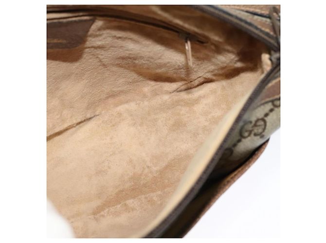 Borsa a Spalla GUCCI GG Supreme Web Sherry Line PVC Beige Oro Rosso Auth ep9570 D'oro - vista 19