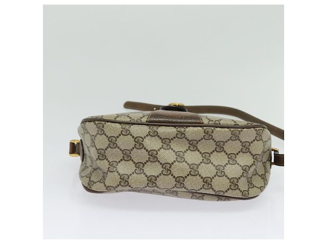 Borsa a Spalla GUCCI GG Supreme Web Sherry Line PVC Beige Oro Rosso Auth ep9570 D'oro - vista 5