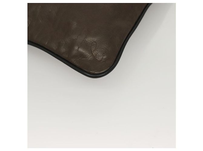 Borsa Clutch Berluti Calligrafia Pelle Marrone Argento Auth bs28029 - vista 15