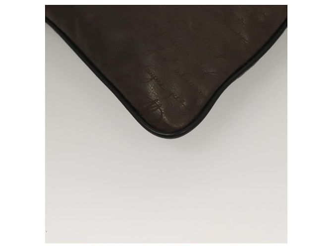 Borsa Clutch Berluti Calligrafia Pelle Marrone Argento Auth bs28029 - vista 16