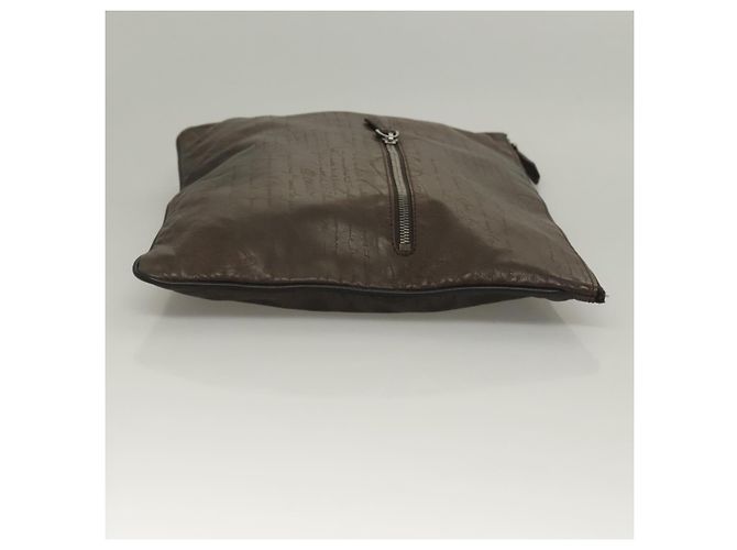 Borsa Clutch Berluti Calligrafia Pelle Marrone Argento Auth bs28029 - vista 3
