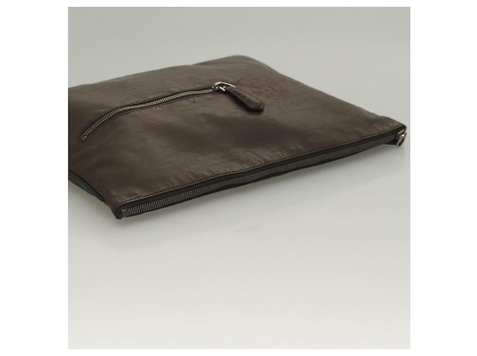 Borsa Clutch Berluti Calligrafia Pelle Marrone Argento Auth bs28029 - vista 5