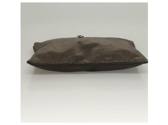 Borsa Clutch Berluti Calligrafia Pelle Marrone Argento Auth bs28029 - vista 6