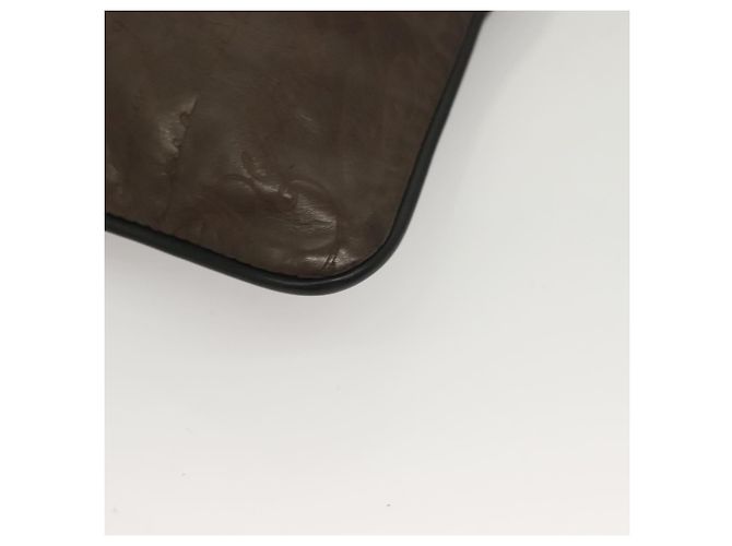 Borsa Clutch Berluti Calligrafia Pelle Marrone Argento Auth bs28029 - vista 7