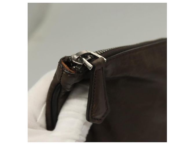 Borsa Clutch Berluti Calligrafia Pelle Marrone Argento Auth bs28029 - vista 8