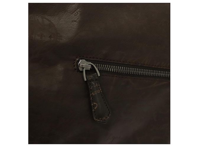 Borsa Clutch Berluti Calligrafia Pelle Marrone Argento Auth bs28029 - vista 9