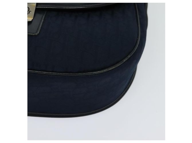 Borsa a Spalla in Tela Trotter Christian Dior Blu Navy Oro Auth gh485 D'oro - vista 14
