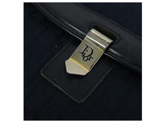 Borsa a Spalla in Tela Trotter Christian Dior Blu Navy Oro Auth gh485 D'oro - vista 17