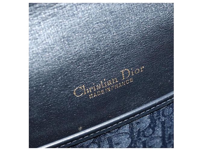 Borsa a Spalla in Tela Trotter Christian Dior Blu Navy Oro Auth gh485 D'oro - vista 18