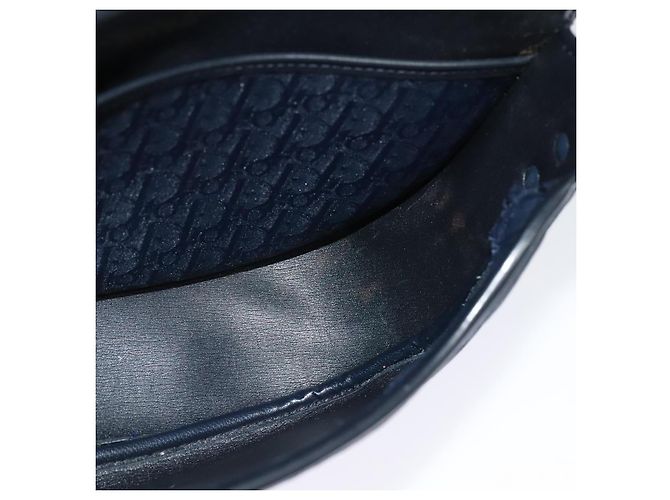 Borsa a Spalla in Tela Trotter Christian Dior Blu Navy Oro Auth gh485 D'oro - vista 19