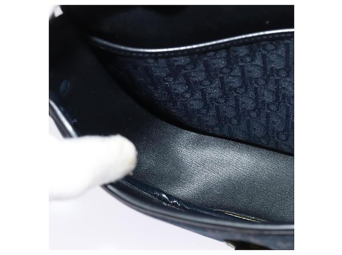 Borsa a Spalla in Tela Trotter Christian Dior Blu Navy Oro Auth gh485 D'oro - vista 20