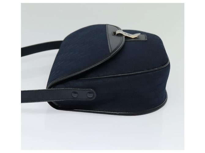 Borsa a Spalla in Tela Trotter Christian Dior Blu Navy Oro Auth gh485 D'oro - vista 3