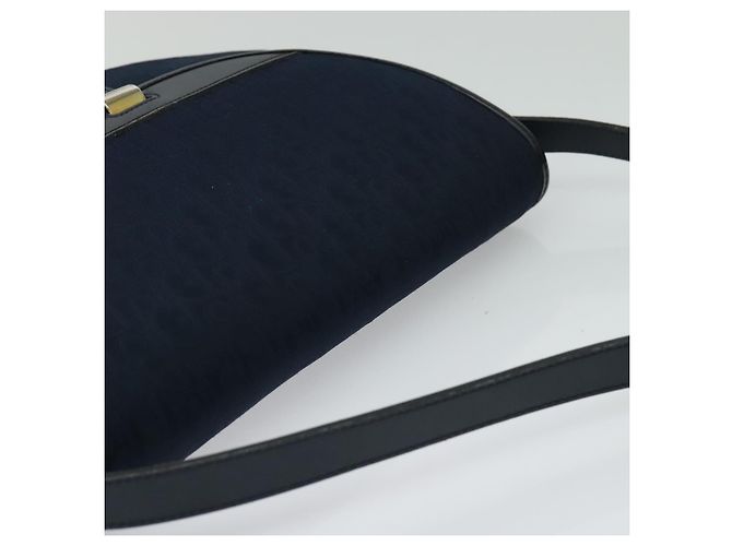 Borsa a Spalla in Tela Trotter Christian Dior Blu Navy Oro Auth gh485 D'oro - vista 6