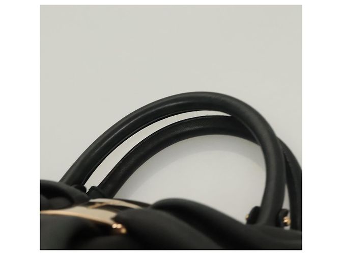 Vala Handtasche aus Leder 2 in 1 Schwarz Gold Auth 131359 von Salvatore Ferragamo Golden - Ansicht 14