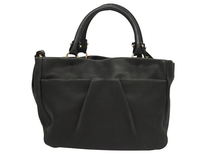 Vala Handtasche aus Leder 2 in 1 Schwarz Gold Auth 131359 von Salvatore Ferragamo Golden - Ansicht 2
