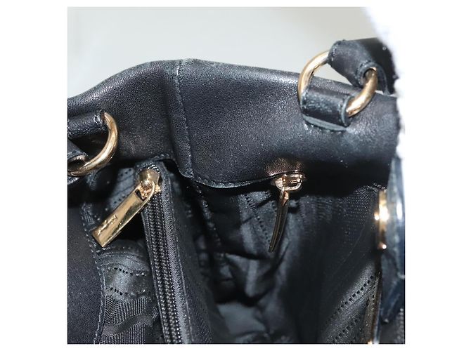 Vala Handtasche aus Leder 2 in 1 Schwarz Gold Auth 131359 von Salvatore Ferragamo Golden - Ansicht 22