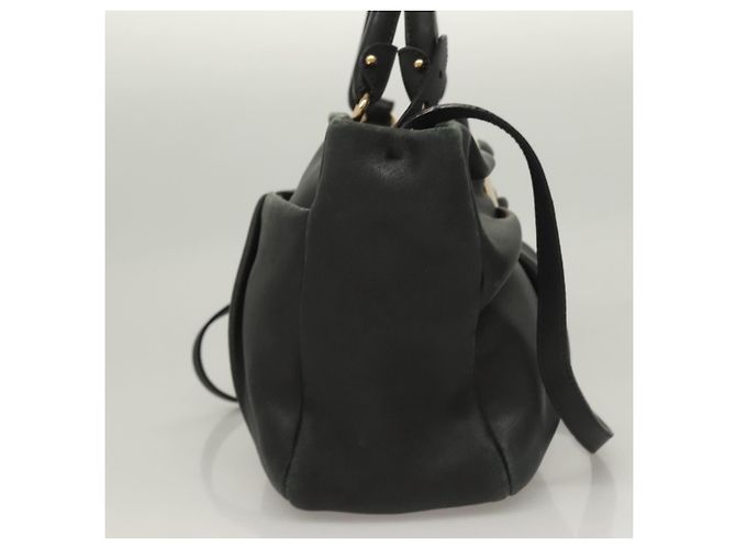 Vala Handtasche aus Leder 2 in 1 Schwarz Gold Auth 131359 von Salvatore Ferragamo Golden - Ansicht 3